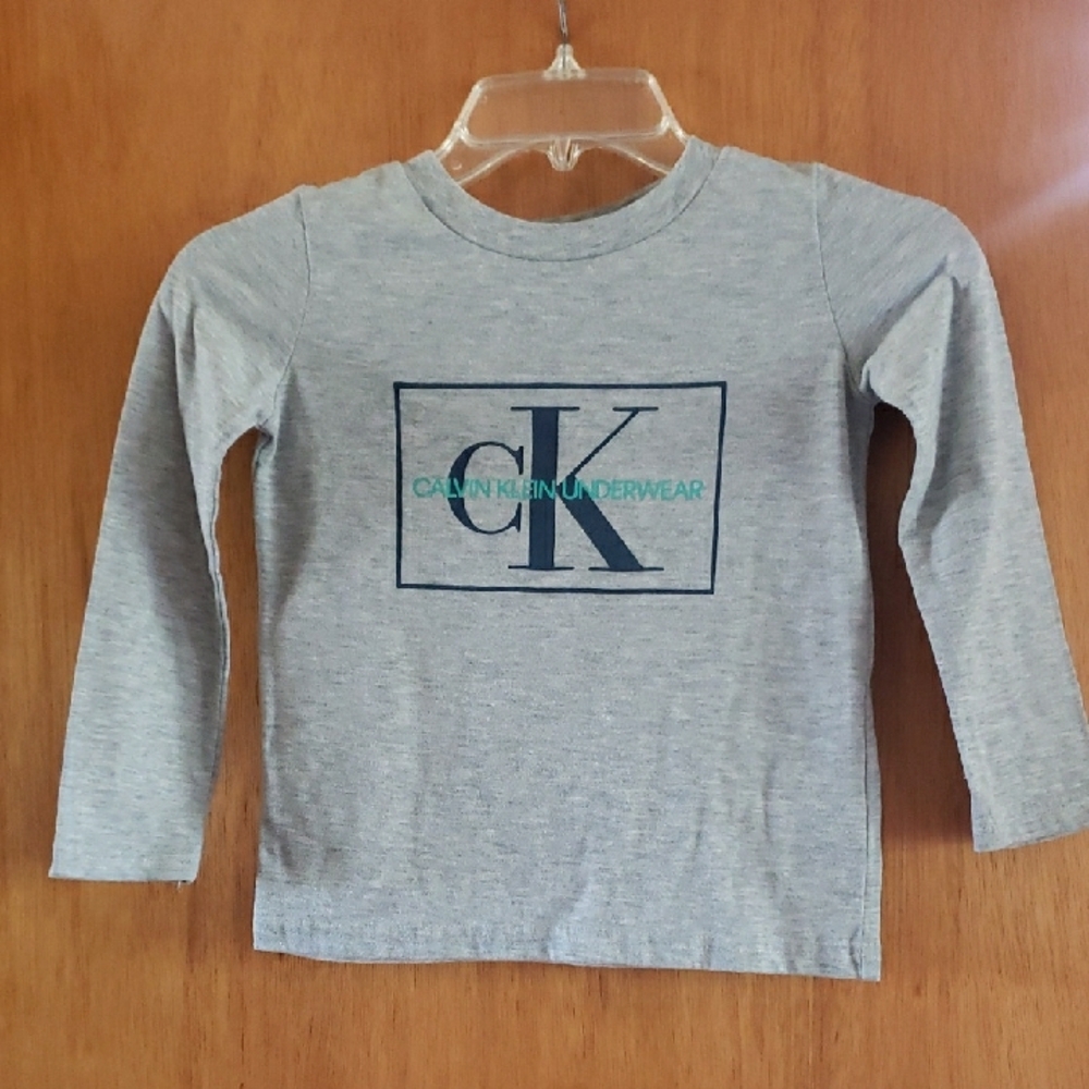 Calvin Klein Gray Long Sleeve Tee with Iconic Logo